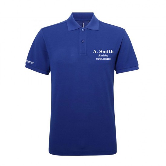 Mens Athletic Performance Polo Shirt name, nickname & association number and optional FITASC line