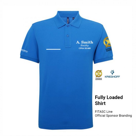 Mens Athletic Performance Polo Shirt name, nickname & association number and optional FITASC line