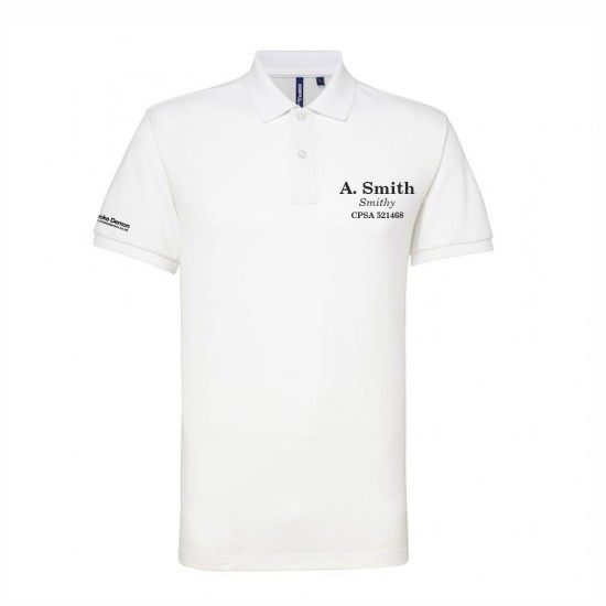 Mens Athletic Performance Polo Shirt name, nickname & association number and optional FITASC line
