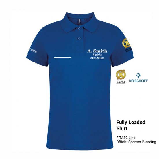 Womens Polo Shirt with embroidered name and optional FITASC line